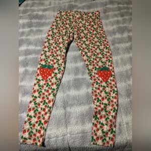 Mini Boden Strawberry Print Kids Leggings Size 11-12